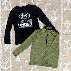 Under Armour Black Logo Tee and Green Zip Pullover BCG size 6/7